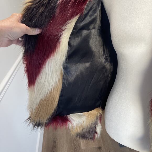 Chaser Faux Fur Party Coat Jacket Multi Color Size M New Years Event Vegas Club - Picture 5 of 13